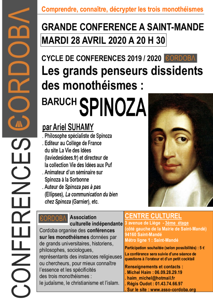 Conférence Spinoza 28 avril